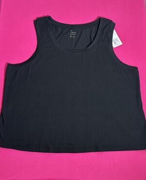 A New Day Black Tank Top Size 3X Soft Stretch Sleeveless Casual Plus Size New